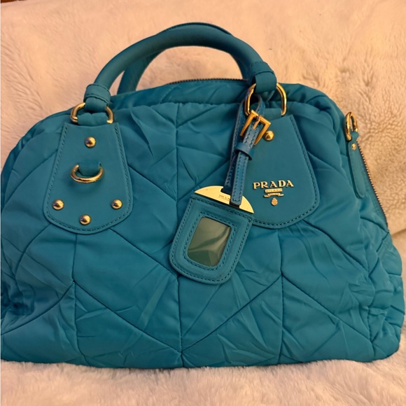 PRADA TURQUOISE QUILTED WITH COA DUSTBAG - Picture 2 of 16